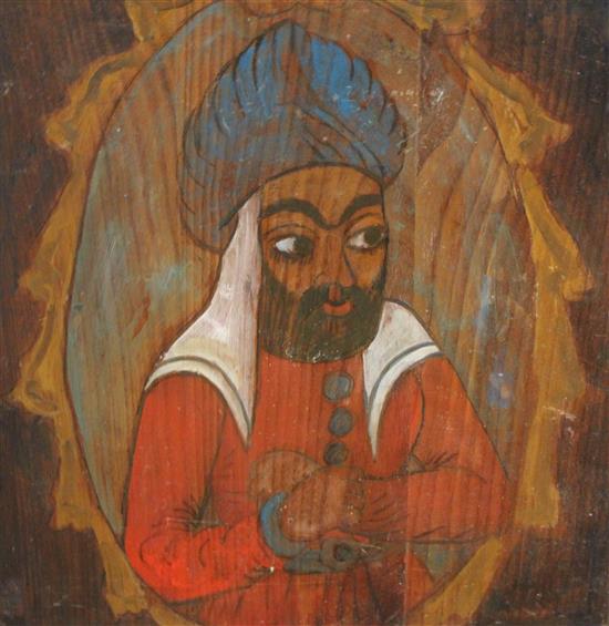 Painting on wood - Alex Portner Persian Princes, label on reverse